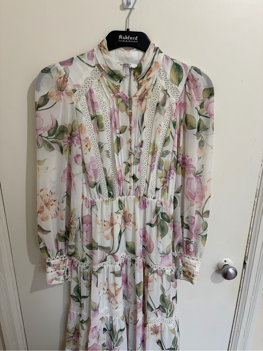 Ever New White Floral Maxi Dress with Pink & Green Print - Picture 7 of 9